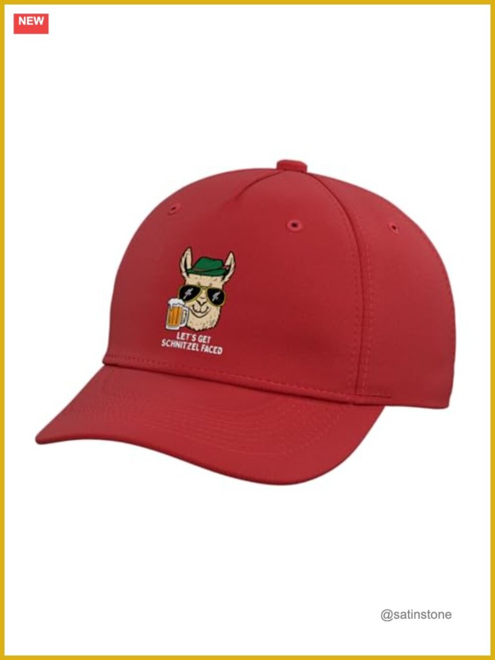 Lets Get Schnitzel Faced Llama Oktoberfest Baseball Hat Adjustable